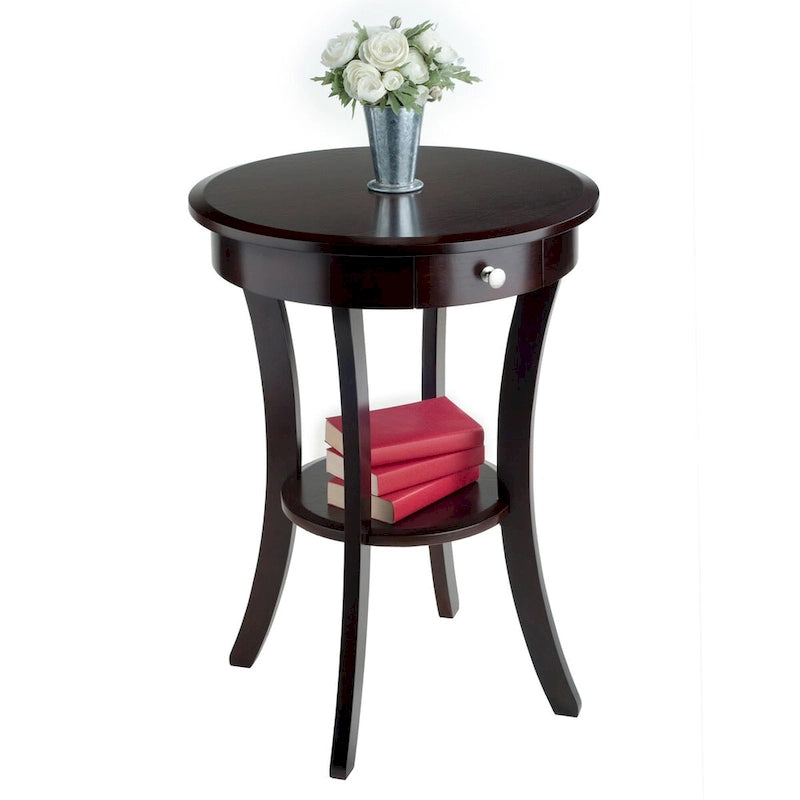 Table d'appoint ronde Sasha, cappuccino - 20 po L x 20 po P x 27 po H.