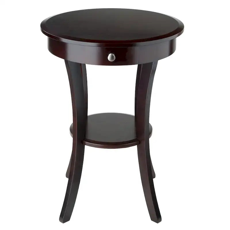 Table d'appoint ronde Sasha, cappuccino - 20 po L x 20 po P x 27 po H.