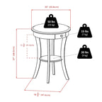 Table d'appoint ronde Sasha, cappuccino - 20 po L x 20 po P x 27 po H.