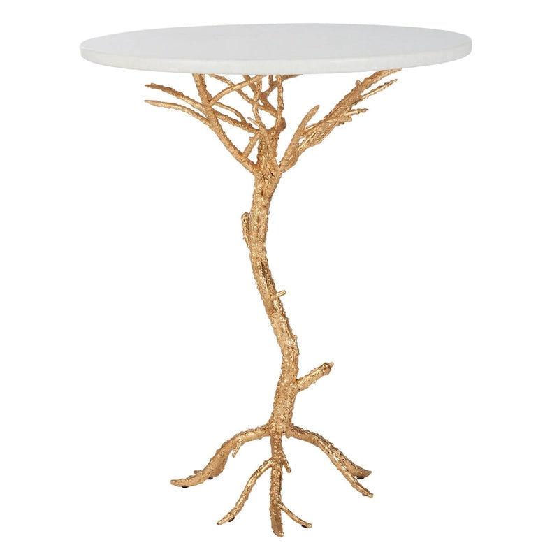Table d'appoint SAFAVIEH Ailene Hidden Treasures en granit blanc et laiton - 51 x 51 x 62,5 cm (20 po L x 20 po P x 25 po H)