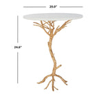 Table d'appoint SAFAVIEH Ailene Hidden Treasures en granit blanc et laiton - 51 x 51 x 62,5 cm (20 po L x 20 po P x 25 po H)