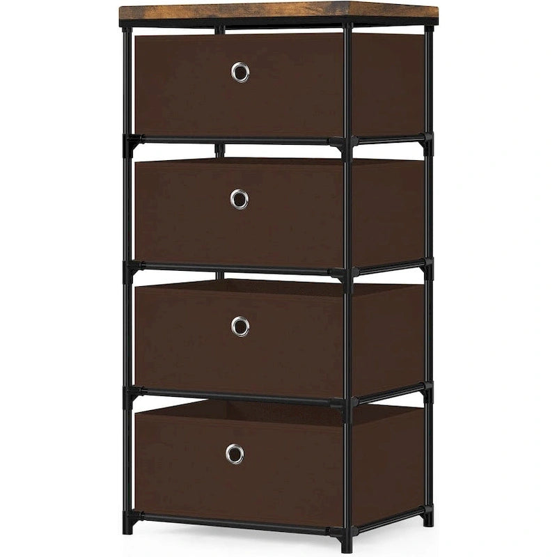 Commode en tissu à 4 tiroirs avec plateau