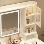 Coiffeuse avec miroir, tiroirs et étagères