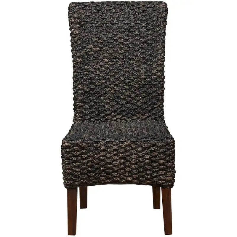 Chaise en bois tressé avec dossier haut, lot de 2, marron