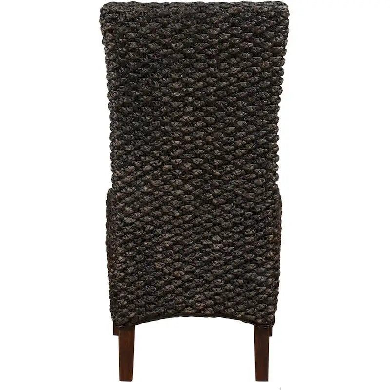 Chaise en bois tressé avec dossier haut, lot de 2, marron