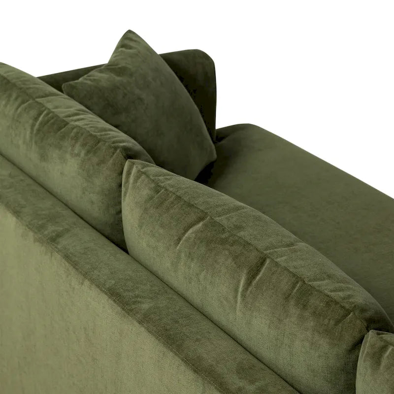 Canapé d'angle Lucerne de Poly &amp; Bark avec méridienne extra-large en velours vert vieilli