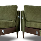 Canapé d'angle Lucerne de Poly &amp; Bark avec méridienne extra-large en velours vert vieilli