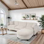 Canapé d'angle moderne en tissu 108 avec pouf et coussins