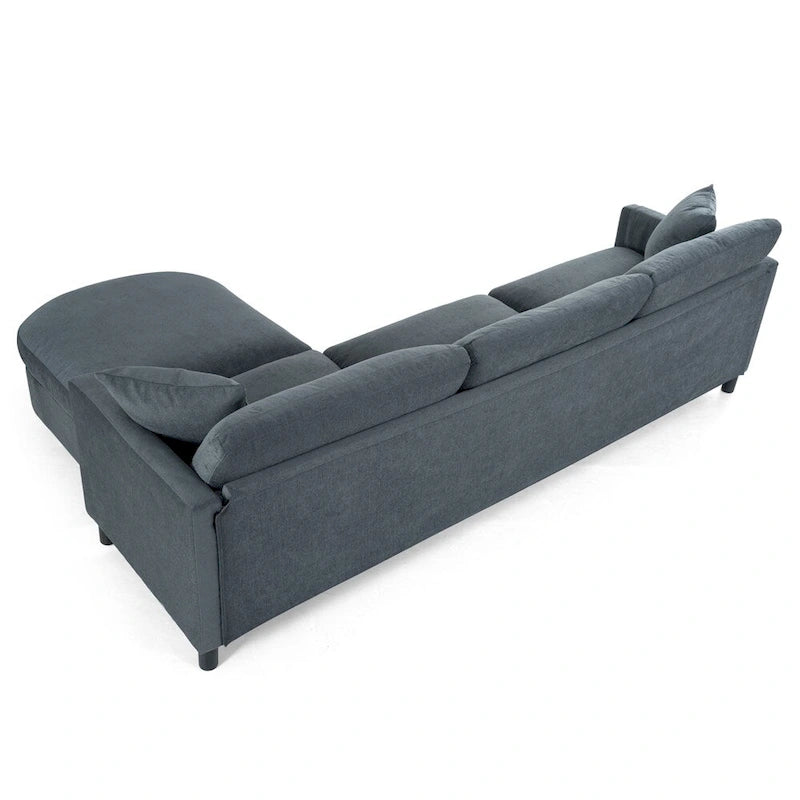 Canapé d'angle moderne en tissu 108 avec pouf et coussins