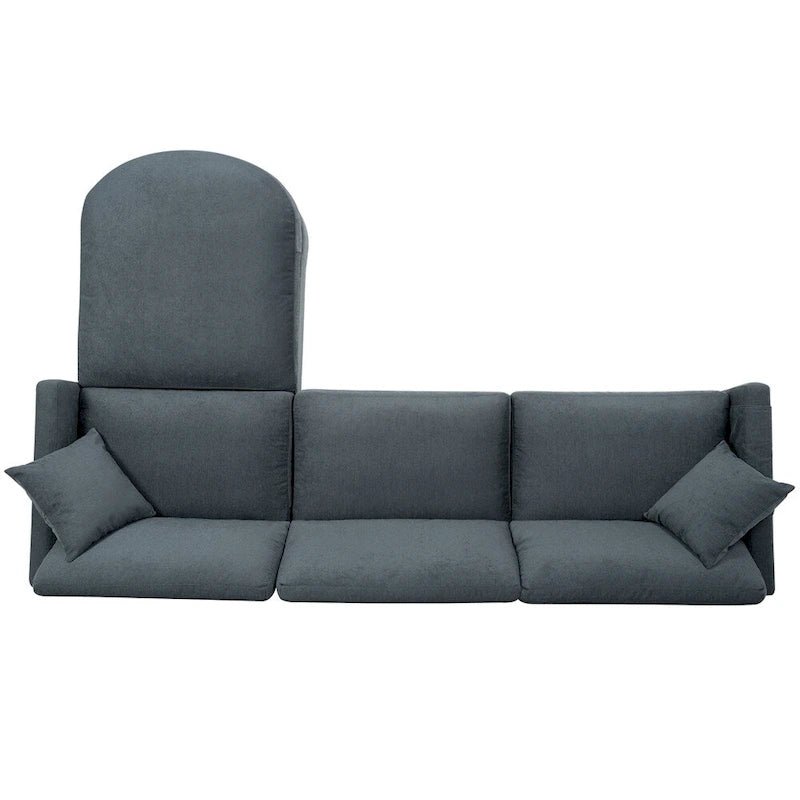 Canapé d'angle moderne en tissu 108 avec pouf et coussins