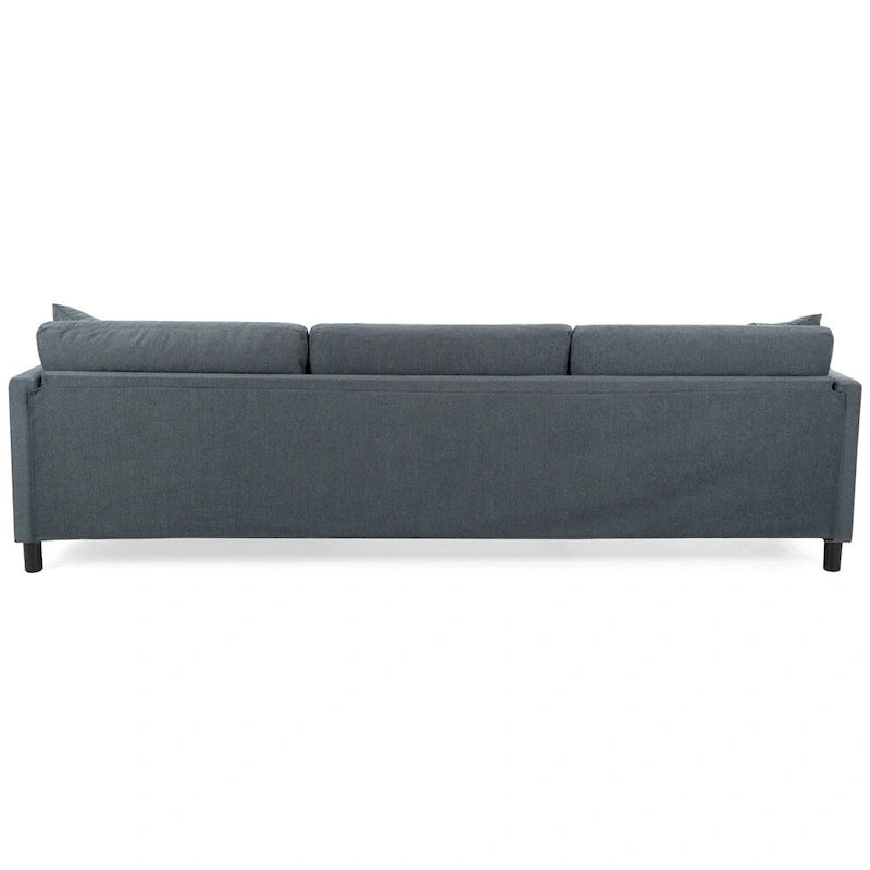 Canapé d'angle moderne en tissu 108 avec pouf et coussins