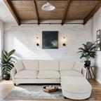 Canapé d'angle moderne en tissu 108 avec pouf et coussins