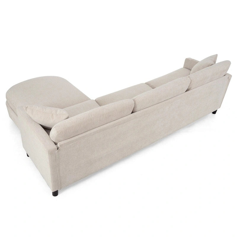 Canapé d'angle moderne en tissu 108 avec pouf et coussins