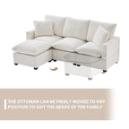 Canapé d'angle modulaire moderne en chenille avec 2 coussins