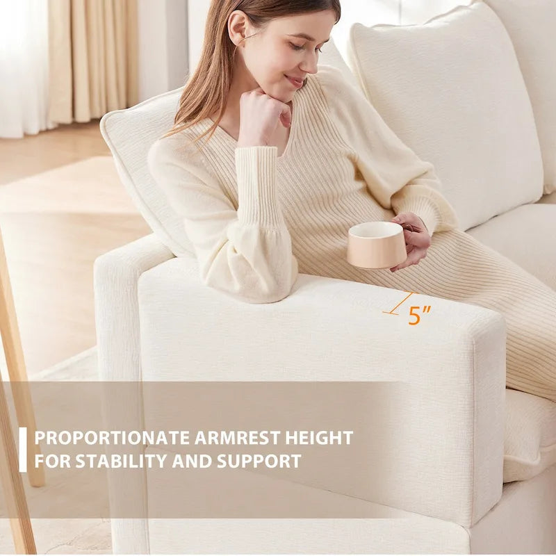 Canapé d'angle modulaire moderne en chenille avec 2 coussins