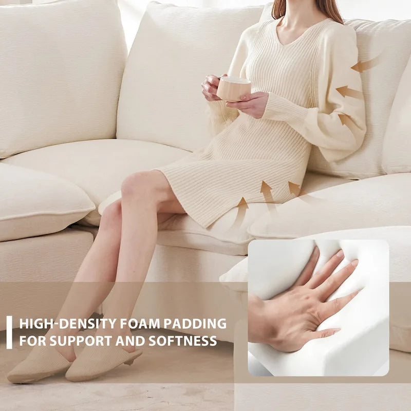 Canapé d'angle modulaire moderne en chenille avec 2 coussins