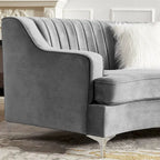 Canapé incurvé en velours capitonné avec coussins