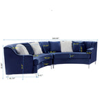 Canapé incurvé en velours capitonné avec coussins