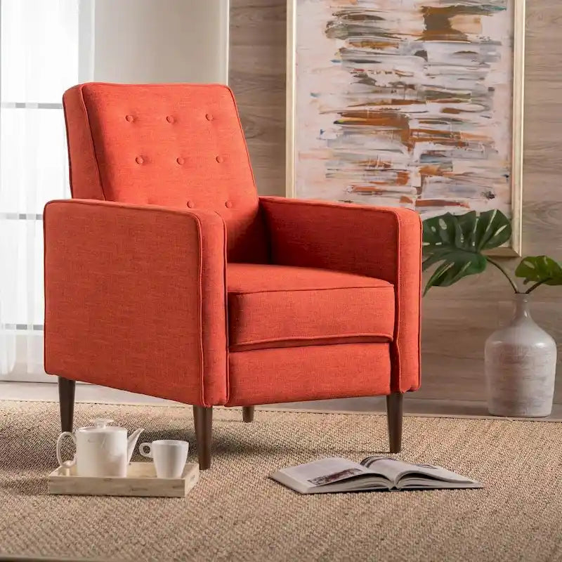 Fauteuil inclinable en tissu style moderne du milieu du siècle avec pieds en bouleau, par Christopher Knight Home