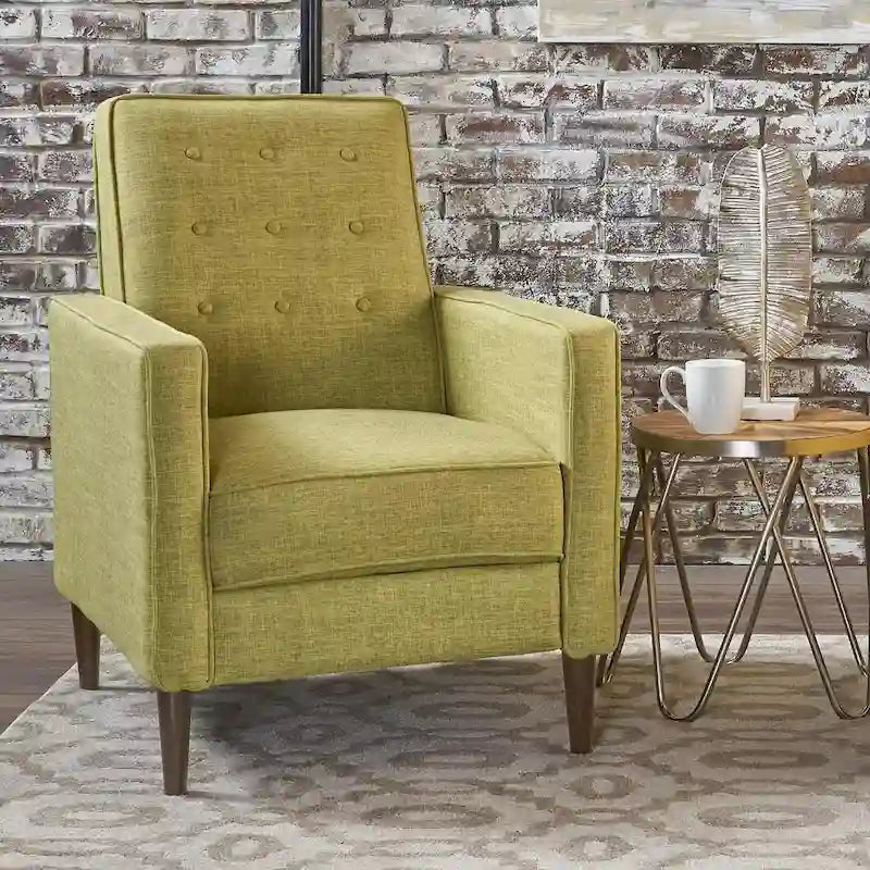 Fauteuil inclinable en tissu style moderne du milieu du siècle avec pieds en bouleau, par Christopher Knight Home