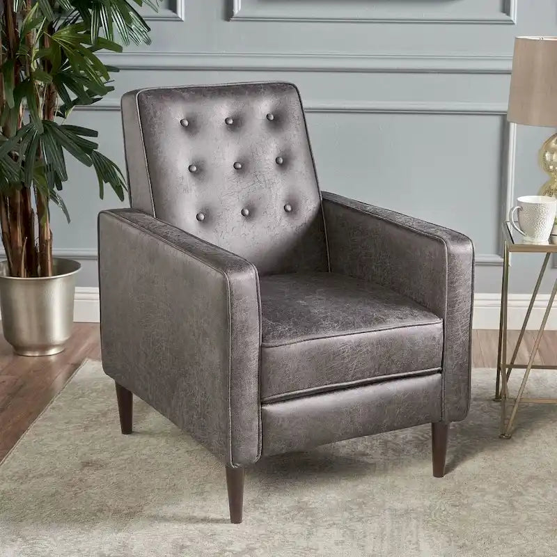 Fauteuil inclinable en tissu style moderne du milieu du siècle avec pieds en bouleau, par Christopher Knight Home