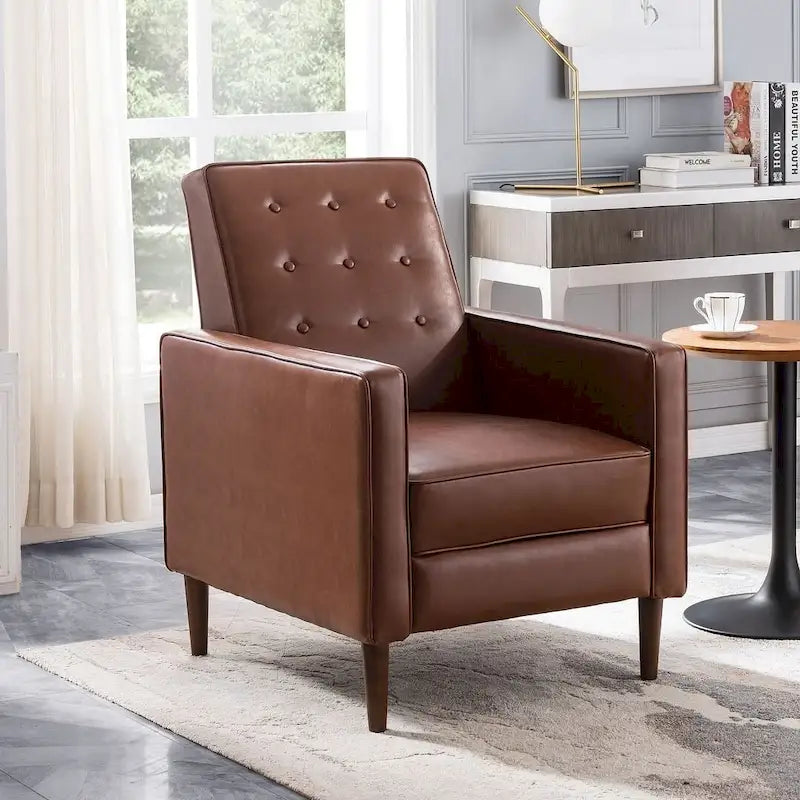 Fauteuil inclinable en tissu style moderne du milieu du siècle avec pieds en bouleau, par Christopher Knight Home