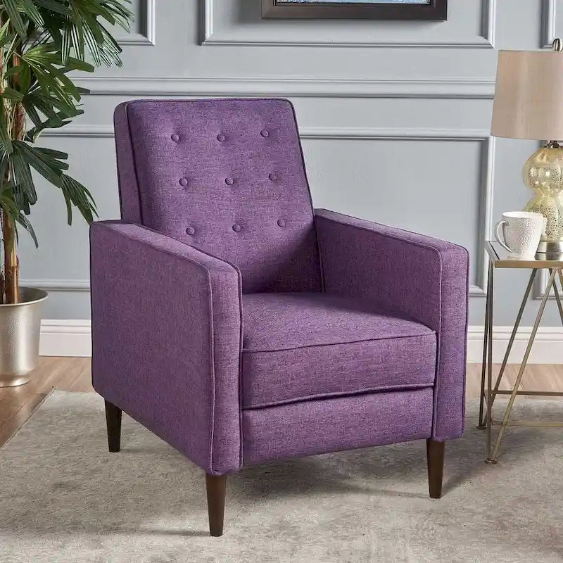 Fauteuil inclinable en tissu style moderne du milieu du siècle avec pieds en bouleau, par Christopher Knight Home