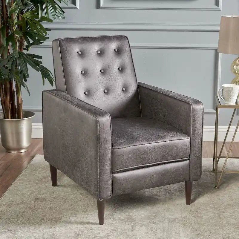 Fauteuil inclinable en tissu style moderne du milieu du siècle avec pieds en bouleau, par Christopher Knight Home