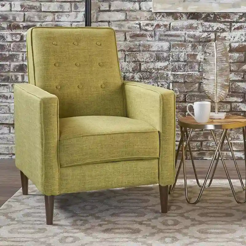 Fauteuil inclinable en tissu style moderne du milieu du siècle avec pieds en bouleau, par Christopher Knight Home