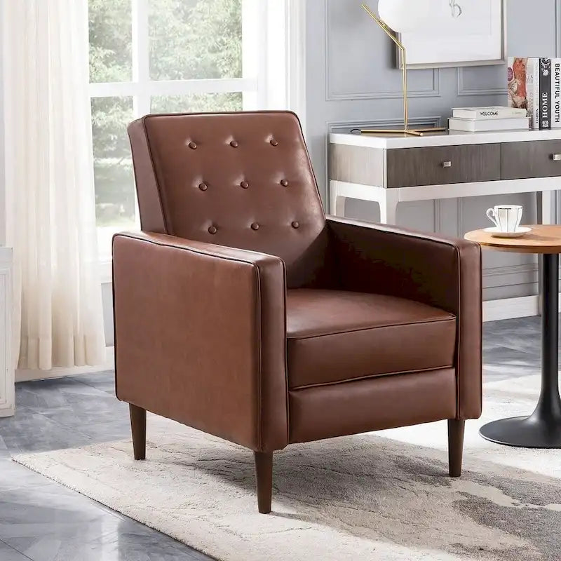 Fauteuil inclinable en tissu style moderne du milieu du siècle avec pieds en bouleau, par Christopher Knight Home