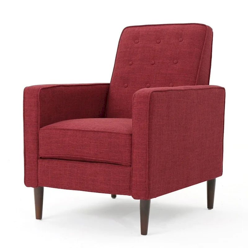 Fauteuil inclinable en tissu style moderne du milieu du siècle avec pieds en bouleau, par Christopher Knight Home