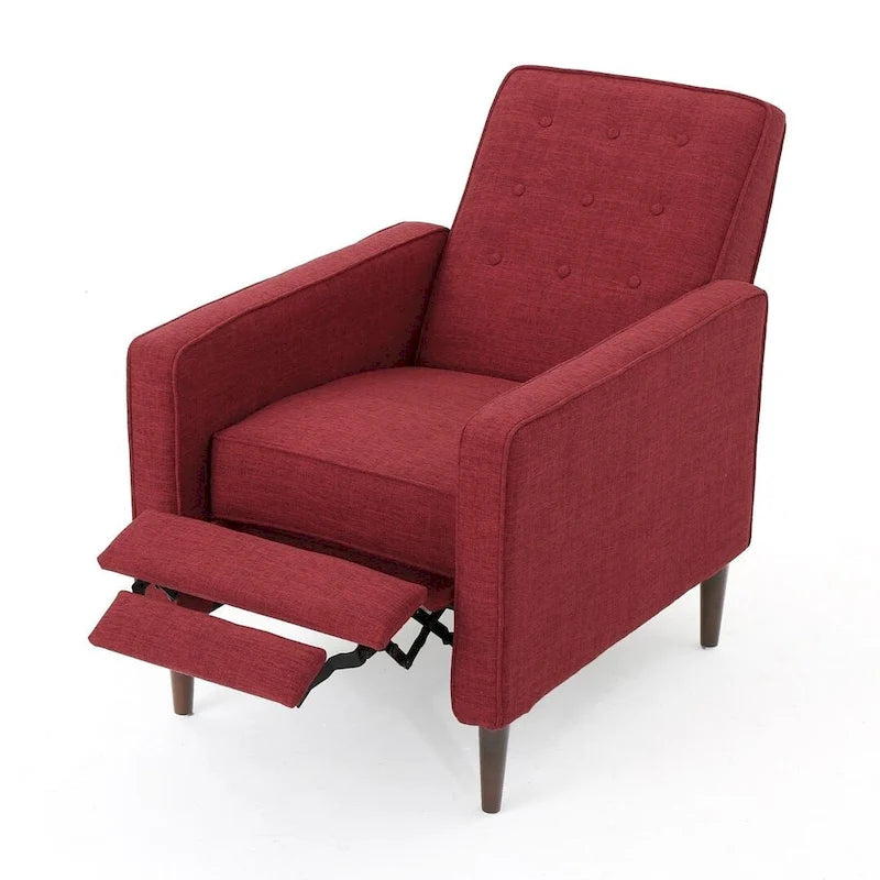Fauteuil inclinable en tissu style moderne du milieu du siècle avec pieds en bouleau, par Christopher Knight Home