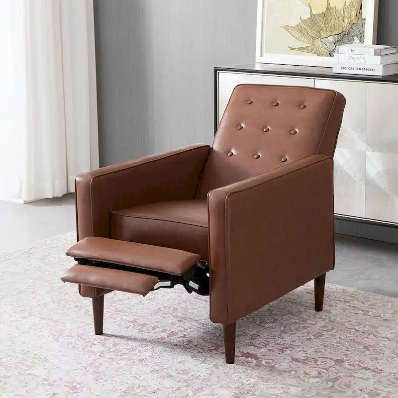 Fauteuil inclinable en tissu style moderne du milieu du siècle avec pieds en bouleau, par Christopher Knight Home