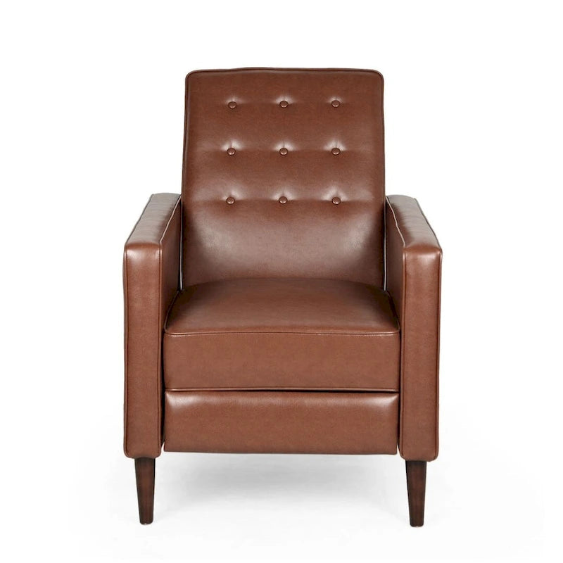 Fauteuil inclinable en tissu style moderne du milieu du siècle avec pieds en bouleau, par Christopher Knight Home