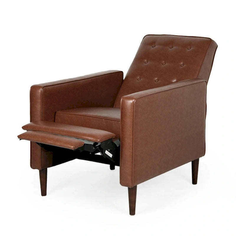 Fauteuil inclinable en tissu style moderne du milieu du siècle avec pieds en bouleau, par Christopher Knight Home