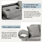 Canapé d'angle moderne en L de 265 cm (104,5 pouces) avec pouf de rangement et méridienne réversible - 265 cm (104,5 pouces) L x 189 cm (74,5 pouces) P x 85 cm (33,5 pouces) H