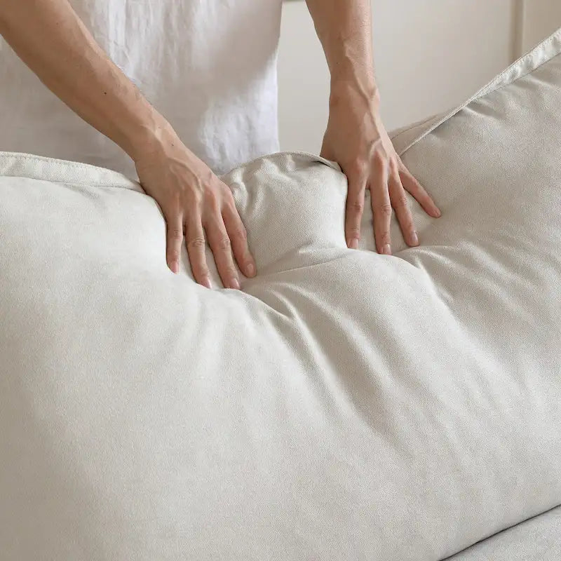 Canapé d'angle modulaire convertible en forme de U 163, garni de duvet, confort optimal, revêtement rembourré