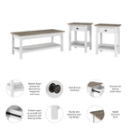 Table basse de ferme Mayfield de Bush Furniture avec tables d'appoint