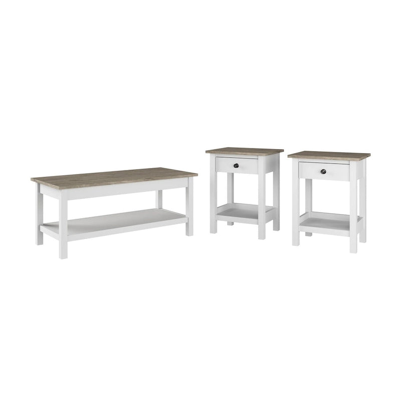 Table basse de ferme Mayfield de Bush Furniture avec tables d'appoint