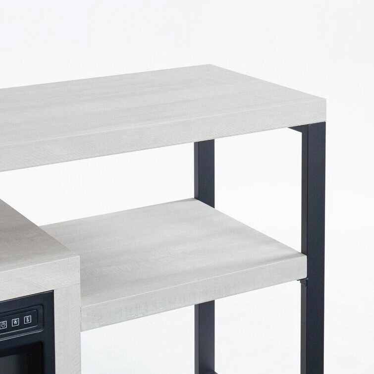 Meuble TV en bois, centre de divertissement classique, console multimédia jusqu'à 55 pouces avec cheminée électrique