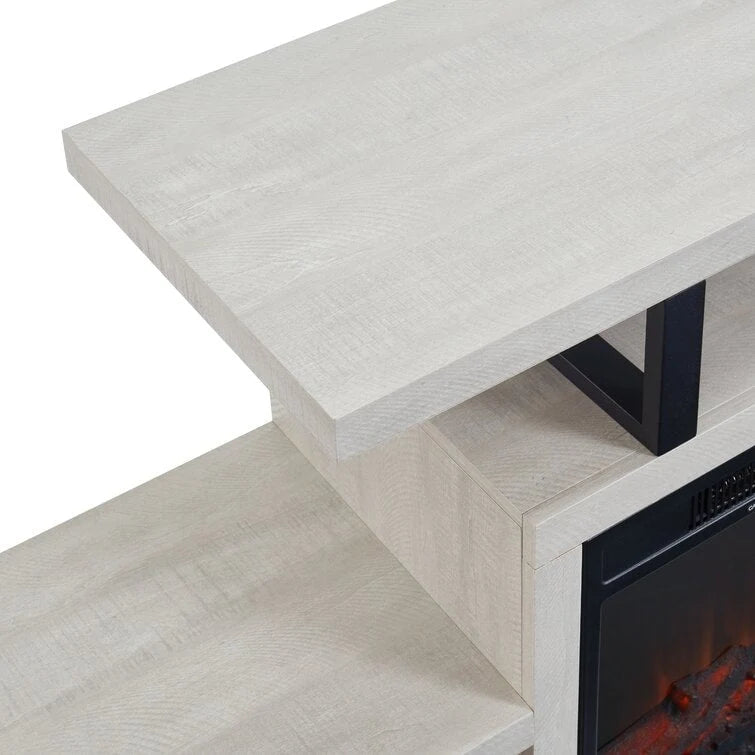 Meuble TV en bois, centre de divertissement classique, console multimédia jusqu'à 55 pouces avec cheminée électrique