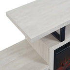 Meuble TV en bois, centre de divertissement classique, console multimédia jusqu'à 55 pouces avec cheminée électrique