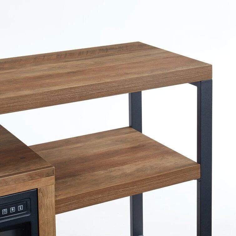 Meuble TV en bois, centre de divertissement classique, console multimédia jusqu'à 55 pouces avec cheminée électrique