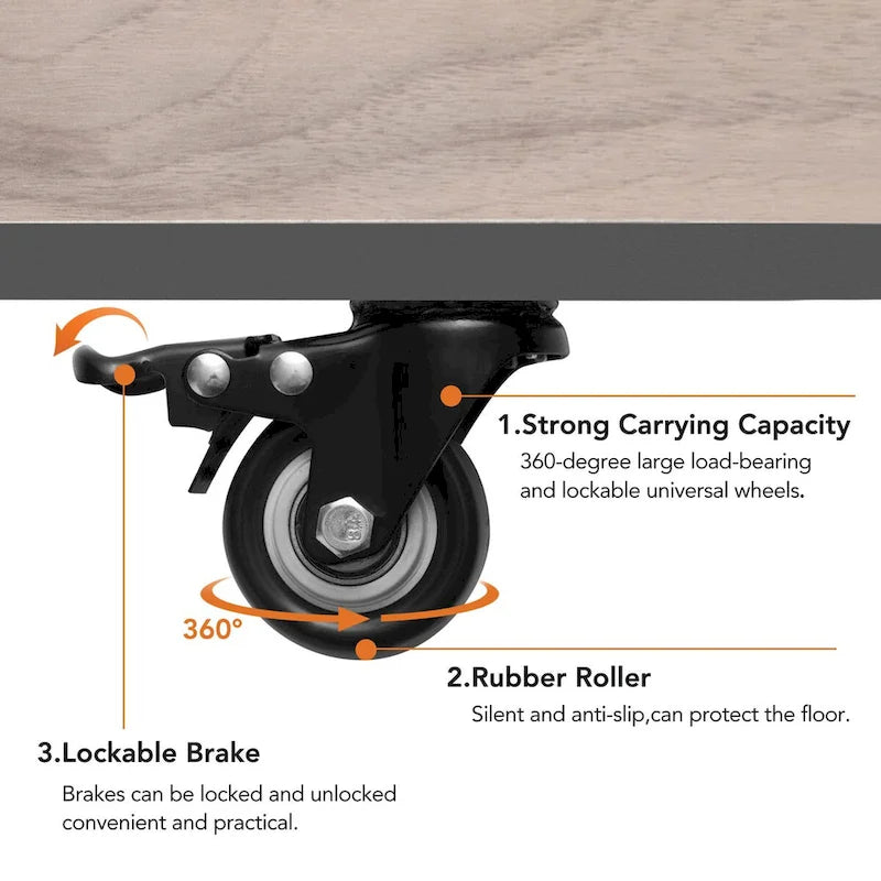 Table basse moderne en noyer et blanc avec plateau relevable, table multifonctionnelle avec tiroirs et étagères