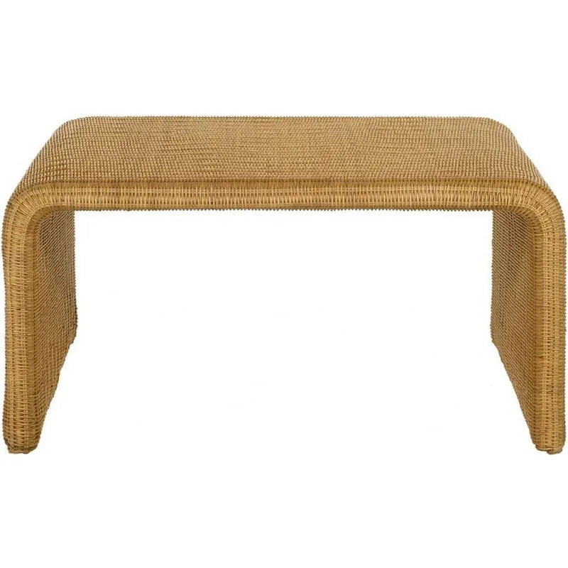 Table basse carrée en rotin de 91 cm (36 pouces), bords arrondis, brun texturé naturel