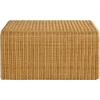Table basse carrée en rotin de 91 cm (36 pouces), bords arrondis, brun texturé naturel