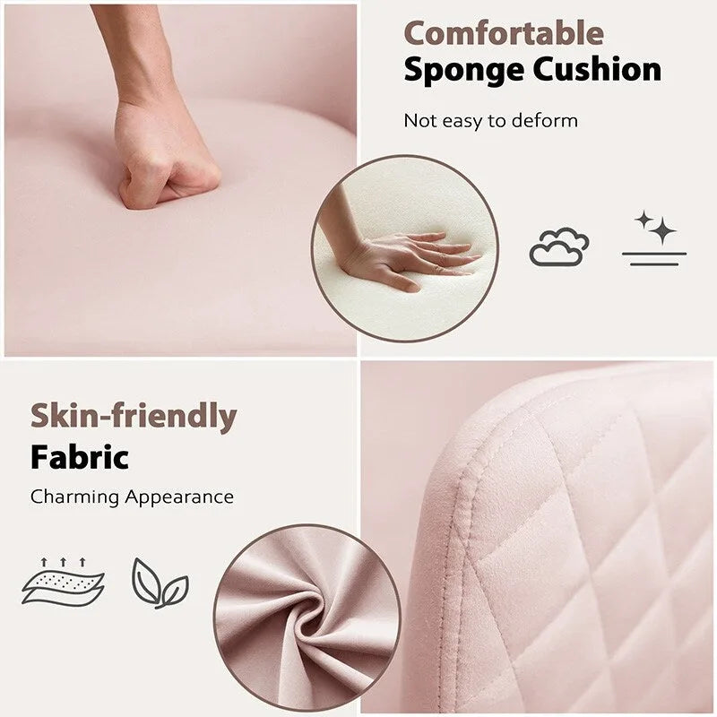 Fauteuil pivotant VANITII avec roulettes, style moderne, hauteur réglable, rose/gris/blanc