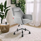 Fauteuil pivotant VANITII avec roulettes, style moderne, hauteur réglable, rose/gris/blanc