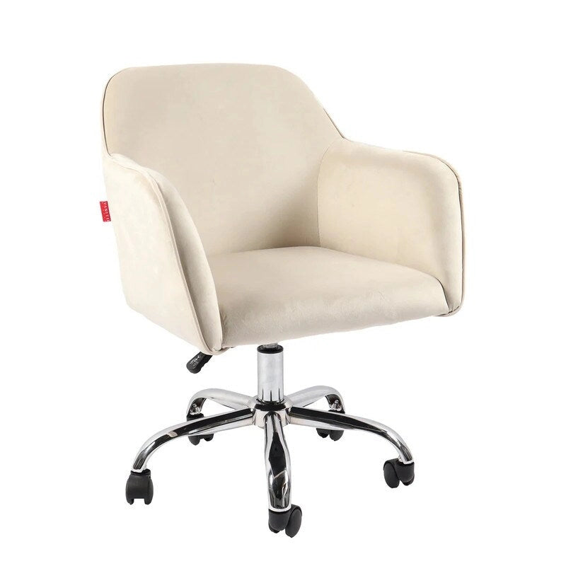 Fauteuil pivotant VANITII avec roulettes, style moderne, hauteur réglable, rose/gris/blanc