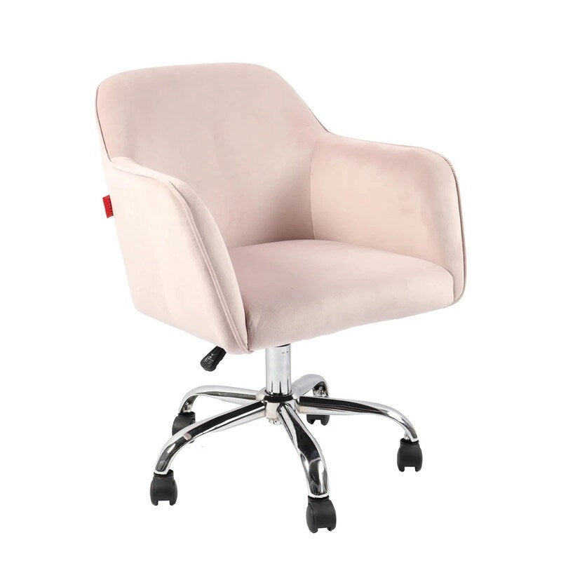 Fauteuil pivotant VANITII avec roulettes, style moderne, hauteur réglable, rose/gris/blanc
